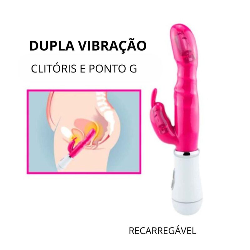 VIBRADOR RABBIT PONTO G E ESTIMULADOR DE CLITÓRIS RECARREGÁVEL