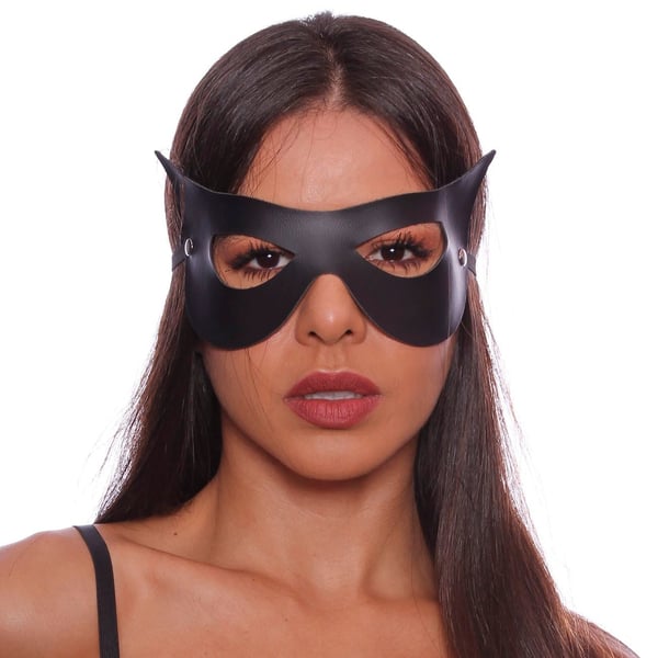 MÁSCARA MULHER GATO PRETA DOMINATRIX