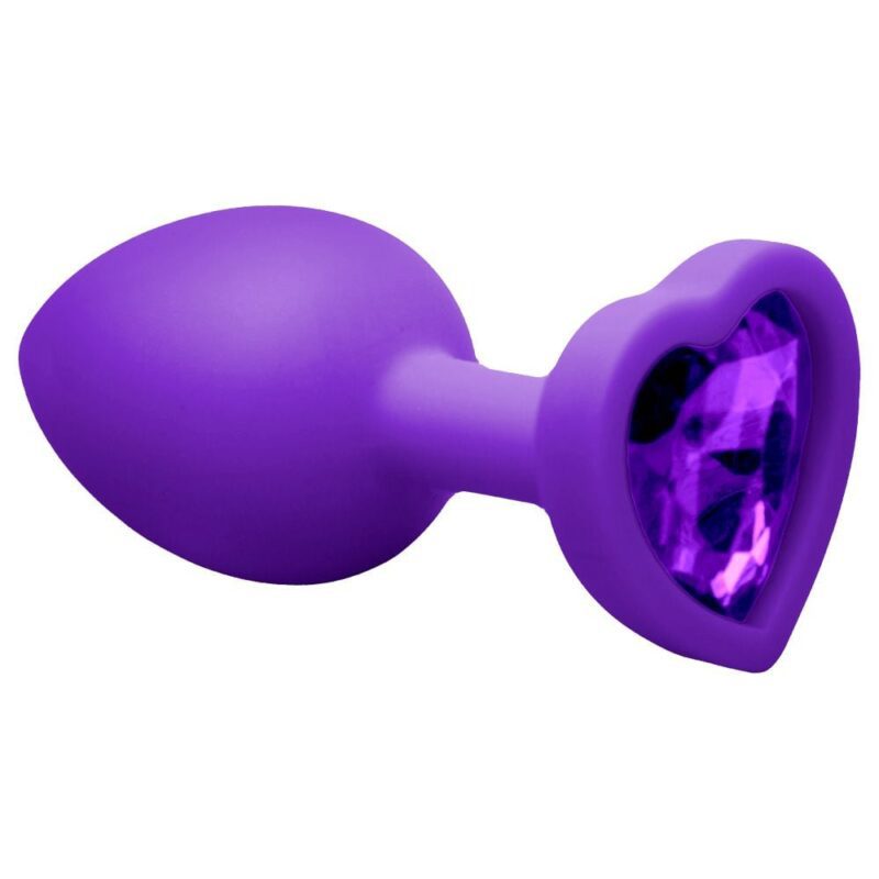 PLUG ANAL EM SILICONE COM PEDRA CORAÇÃO P