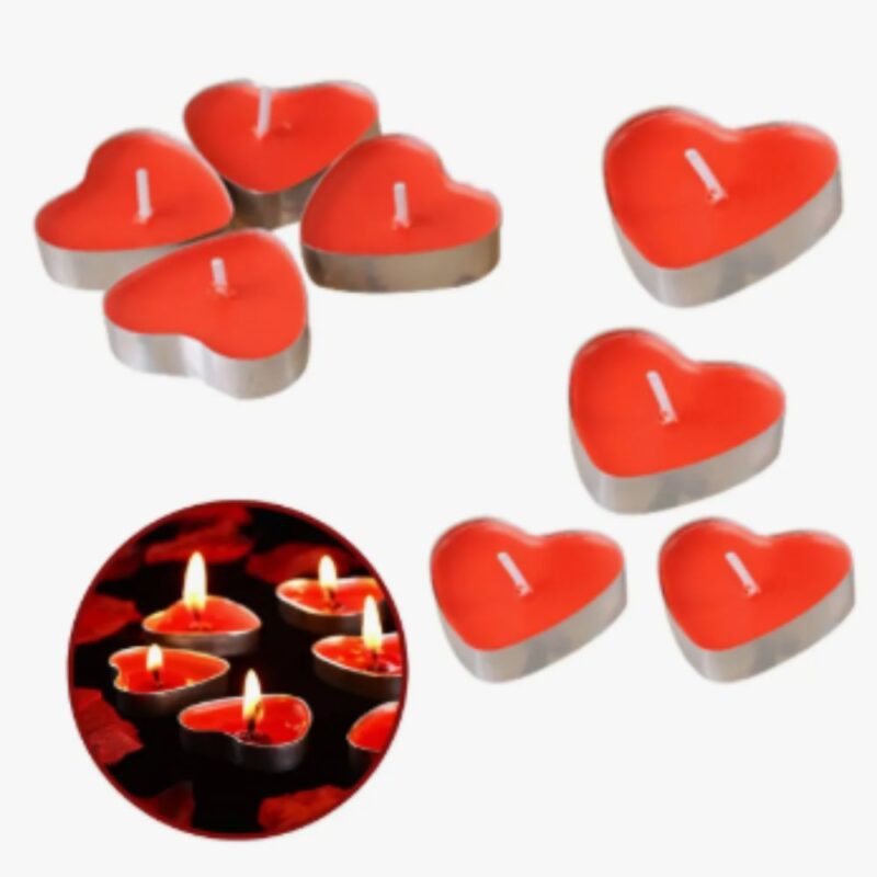 MINI VELAS DECORATIVAS CORAÇÃO KIT COM 10 UNIDADES