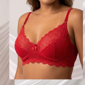 Conjunto em Renda com Aro Sensação parte de cima vermelho