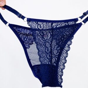 Calcinha Conjunto de Renda Azul Marinho com Bojo